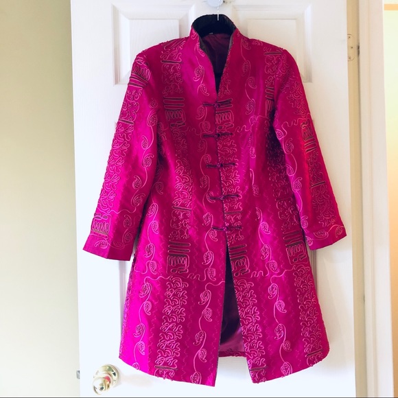Jackets & Blazers - Fuchsia Chinese Women's Silk/Satin Embroidery Coat